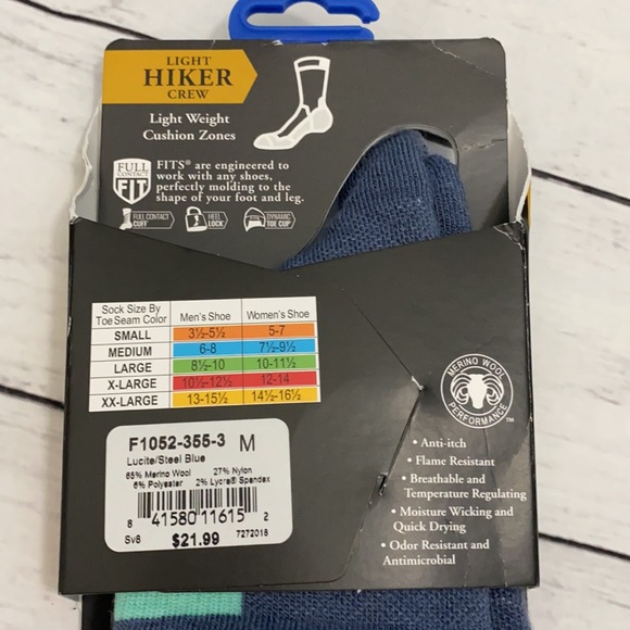 ❗️FINAL❗️ 🆕 FITS Light Hiker Crew Socks M (7.5-9.5) - Picture 4 of 5